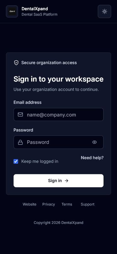 DentalXpand mobile sign-in page