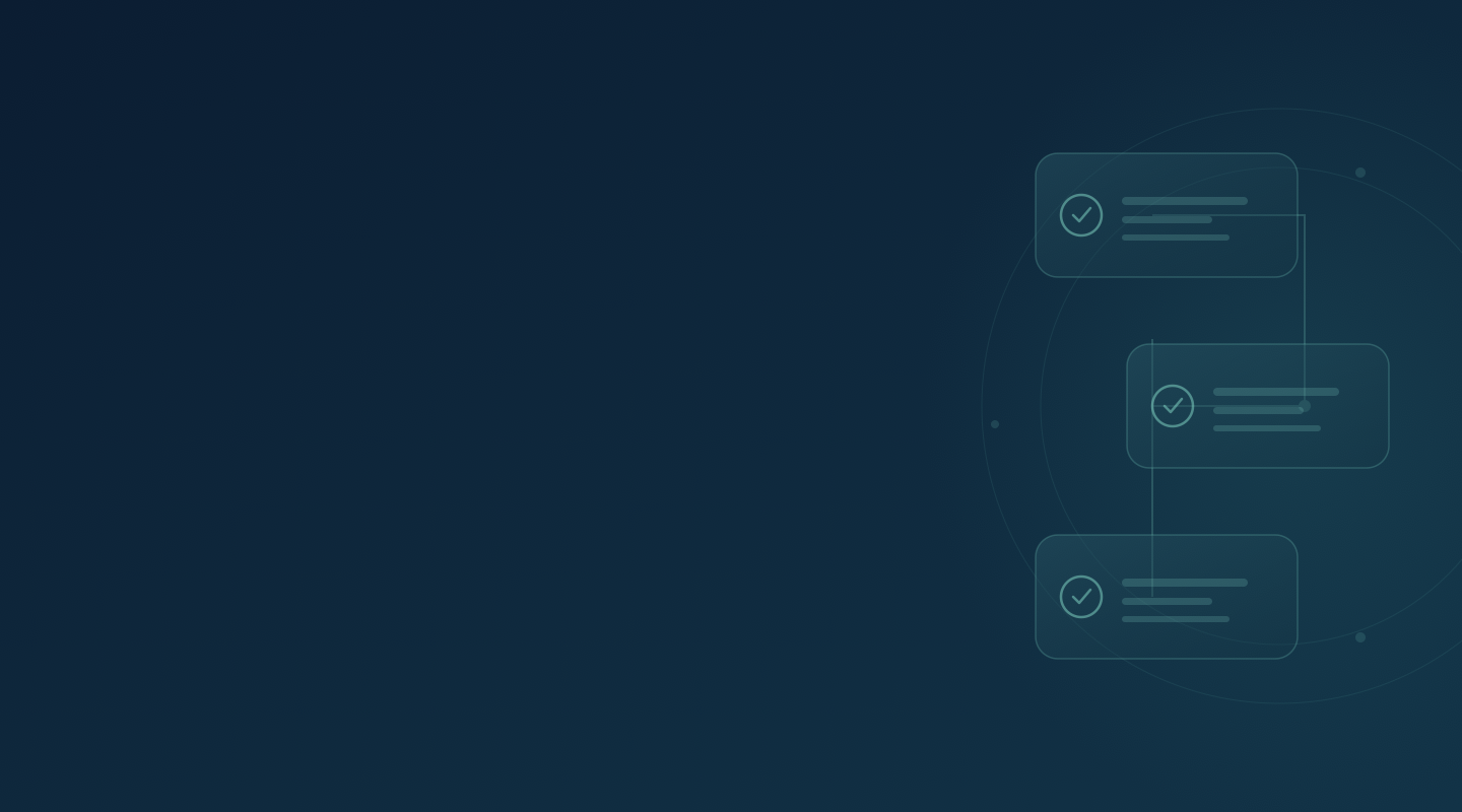 Three separate review cards connected on a navy background