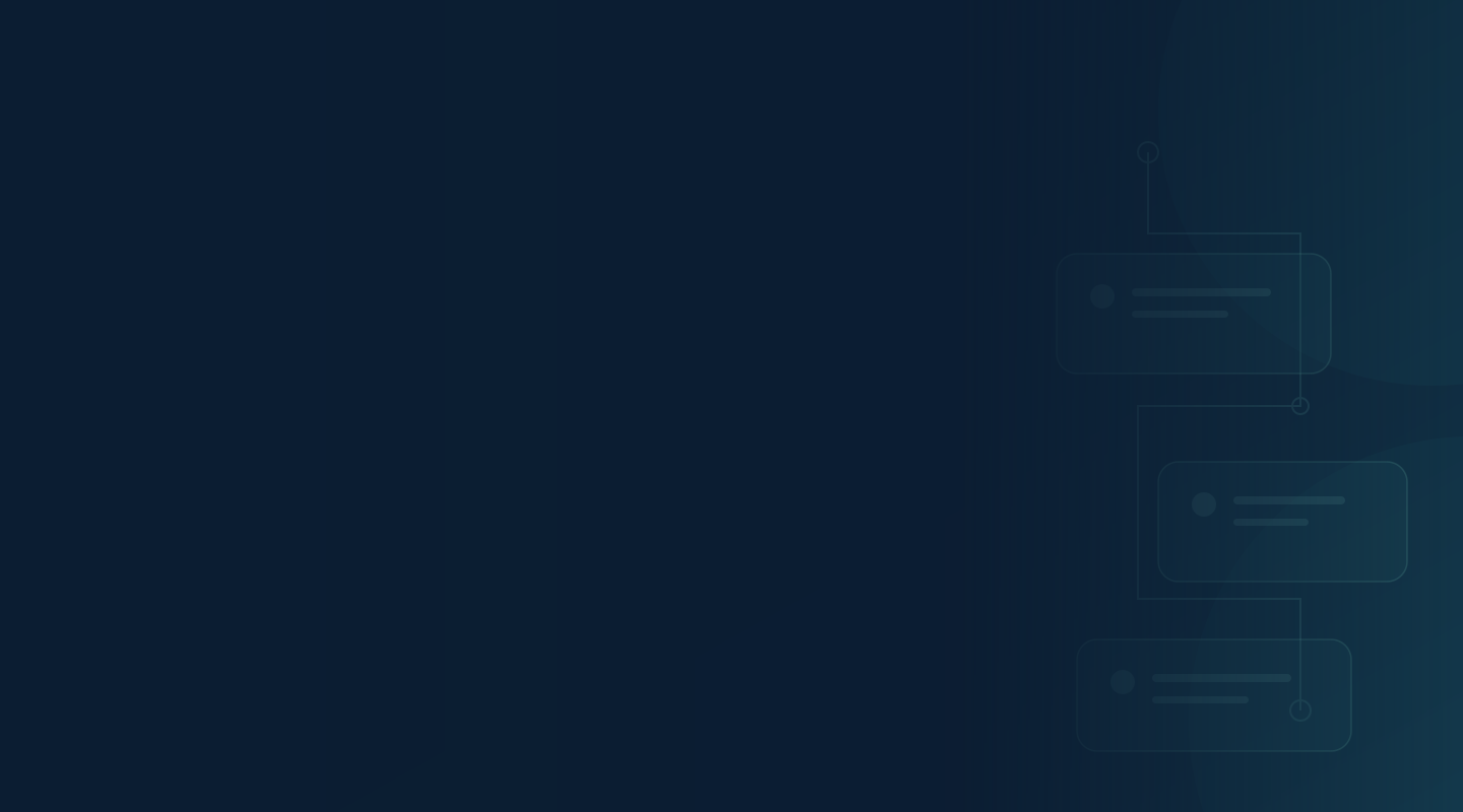 Abstract connected dental workflow on a navy background.